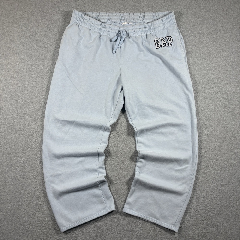 ⁠GAP Sweatpants Mens XXL Light Baby Blue Embroidered Wide Leg Pants Baggy Y2K